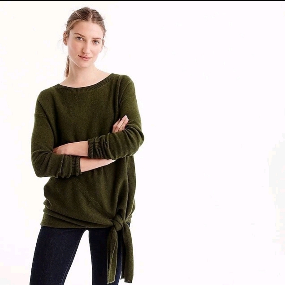 J.Crew Boatneck Tie Waist Wool Blend Sweater